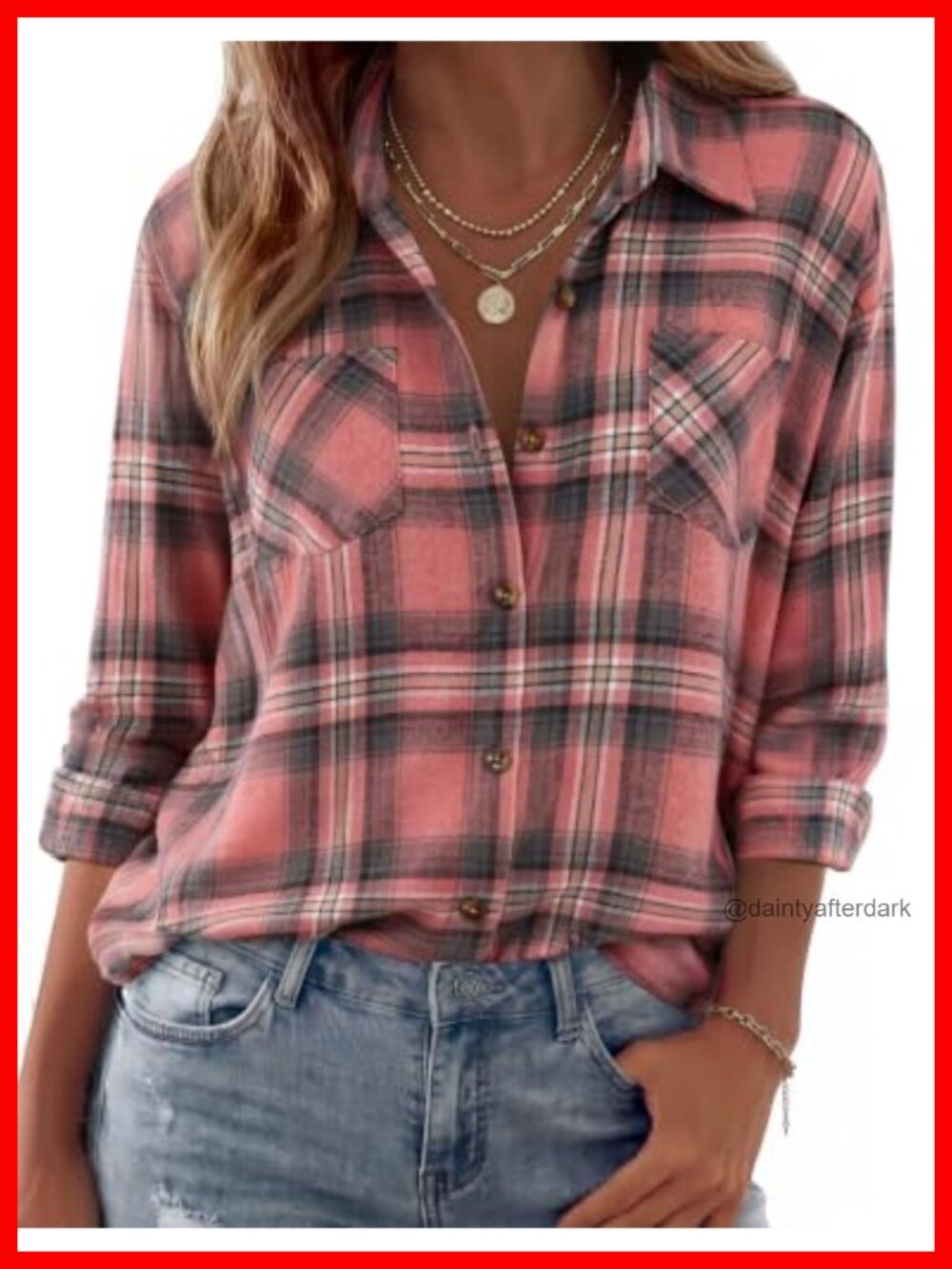 Zeagoo Womens Flannel Shirt Long Sleeve Button Down Plaid Top